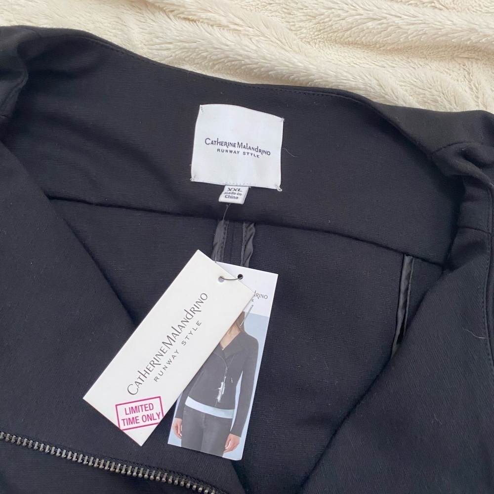 NWT Catherine Malandrino Moto Zip-Up Jacket black sz XXL - Picture 6 of 7